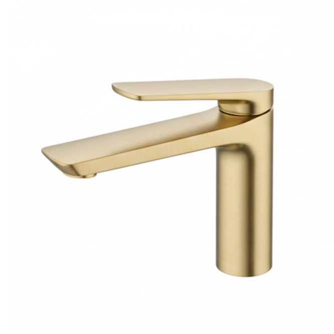 Single Handle Bathroom Faucet with ABS Pop-Up Drain, Brushed Gold, VEC168233AR