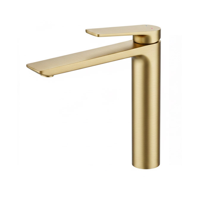 Single Handle Bathroom Vessel Sink Faucet with Pop-Up Drain, Brushed Gold, VEC168U33AR