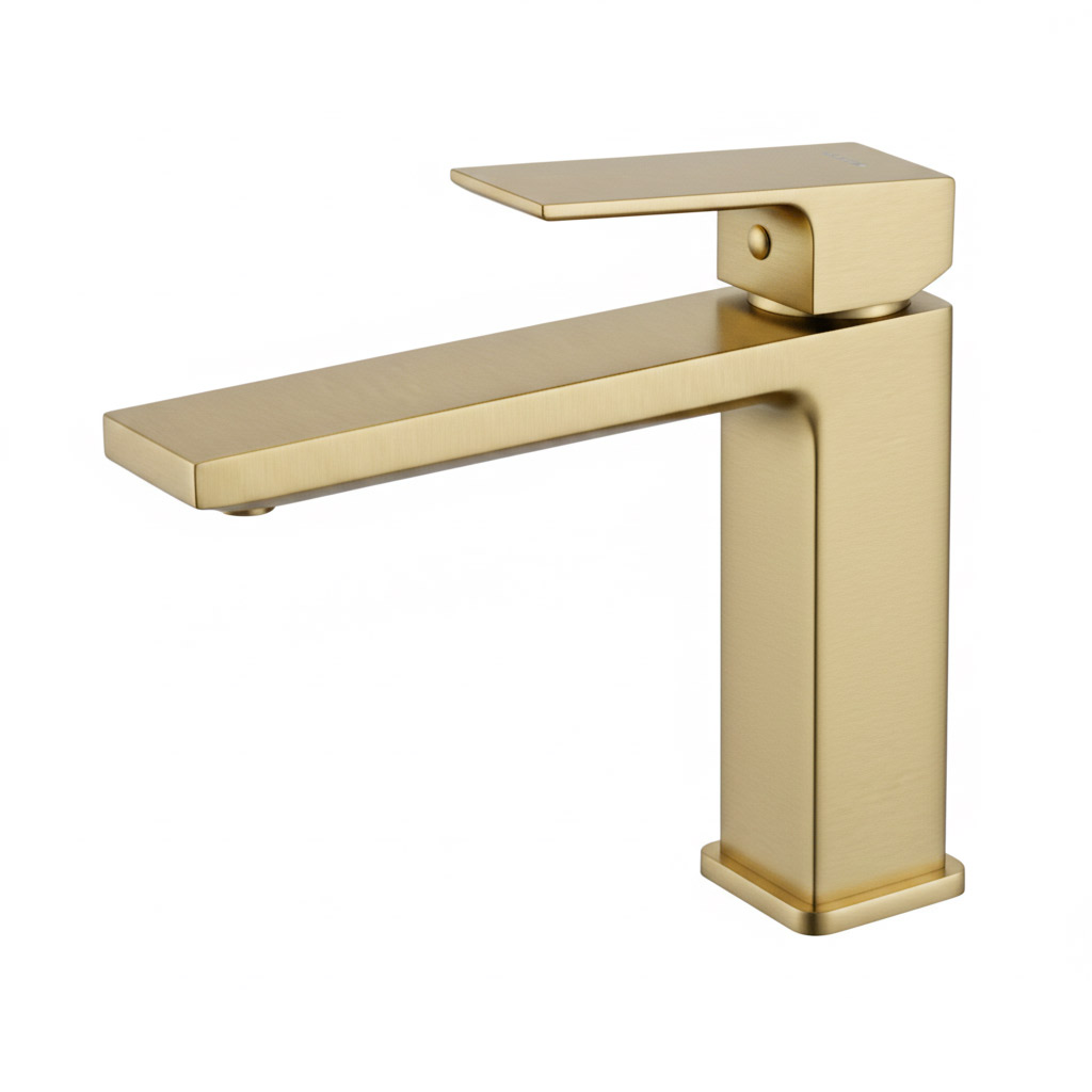 Single Handle Bathroom Faucet with ABS Pop-Up Drain, Brushed Gold, VJG168277AR
