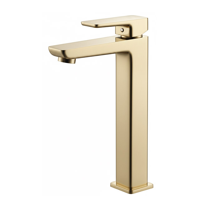 Single Handle Bathroom Vessel Sink Faucet  with ABS Pop-Up Drain, Brushed Gold, WNB168A64AR