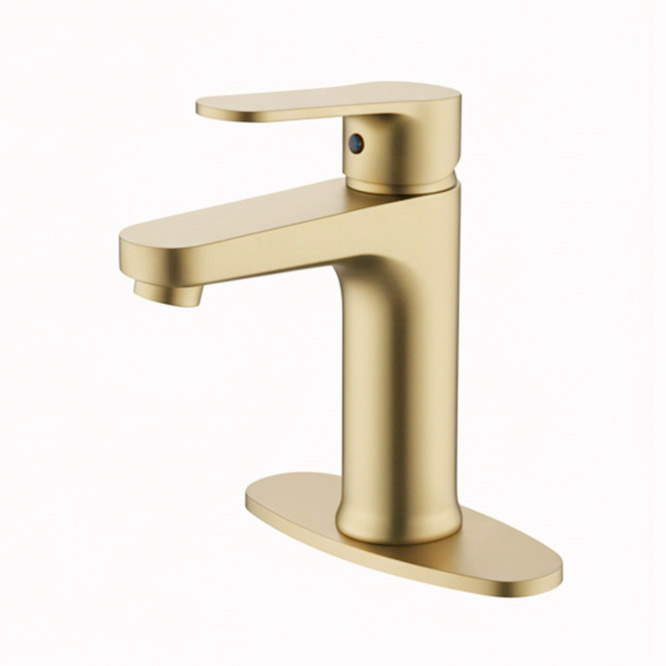 Single Handle Bathroom Faucet with ABS Pop-Up Drain, Brushed Gold, WWK168155AR