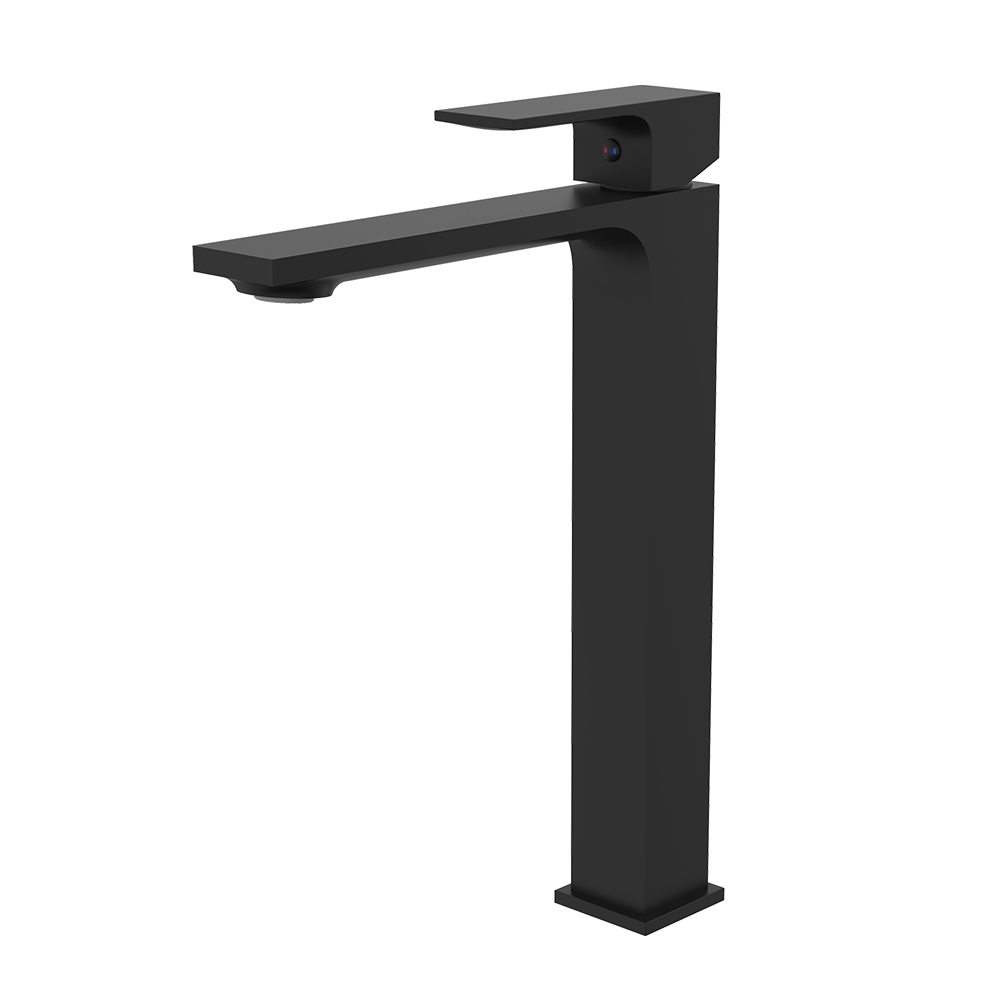 Single Handle Bathroom Vessel Sink Faucet with ABS Push Pop-Up Drain, Matte Black, WPS168A80PA