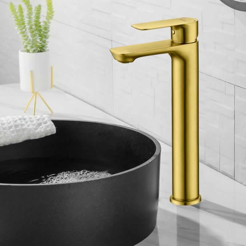Single Handle Bathroom Faucet with Pop-Up Drain, Brushed Gold, 14801HLQT(BG)