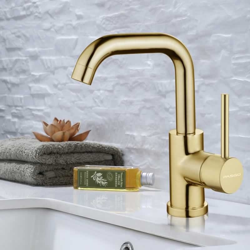 Single Handle Bathroom Faucet with Pop-Up Drain, Brushed Gold, 3305QT(BG)