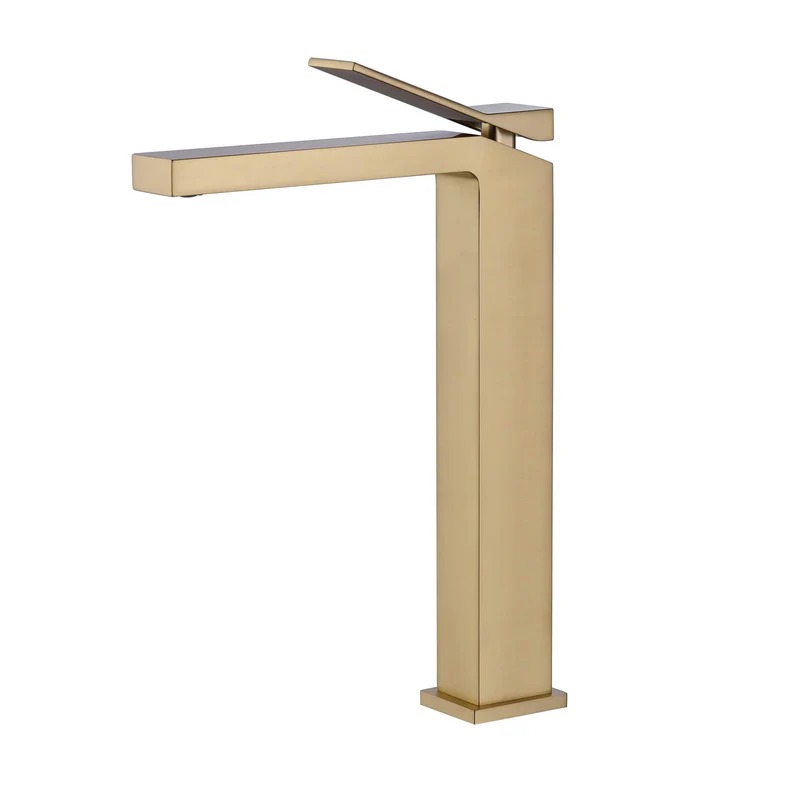 TOM FAUCET Single Handle Bathroom Faucet with Pop-Up Drain, Brushed Gold, TFHBF65001BG