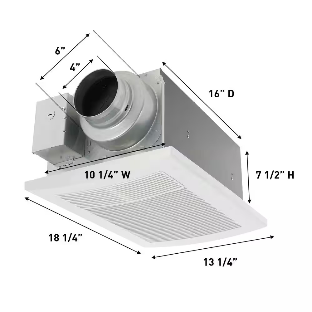 Panasonic WhisperWarm® DC Ceiling Bathroom Exhaust Fan with Heater, 50-80-110 CFM, N/A FV-0511VH1