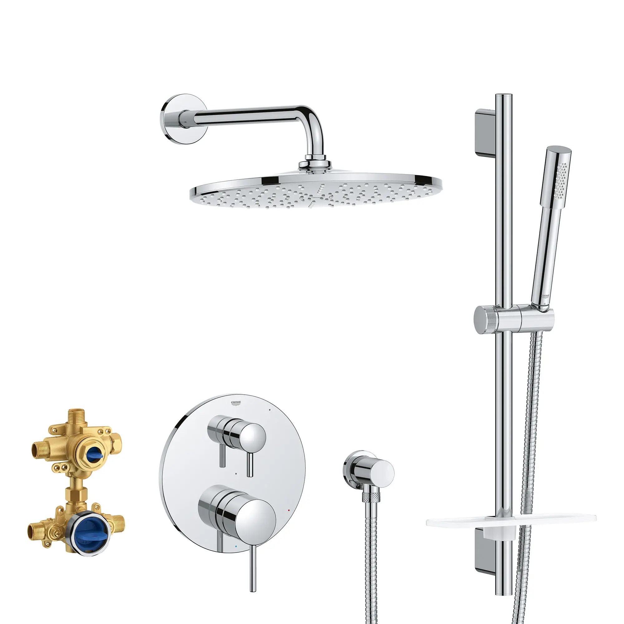 Grohe Timeless 2-Handle Pressure Balance Rainshower Bundle, Chrome 29430000