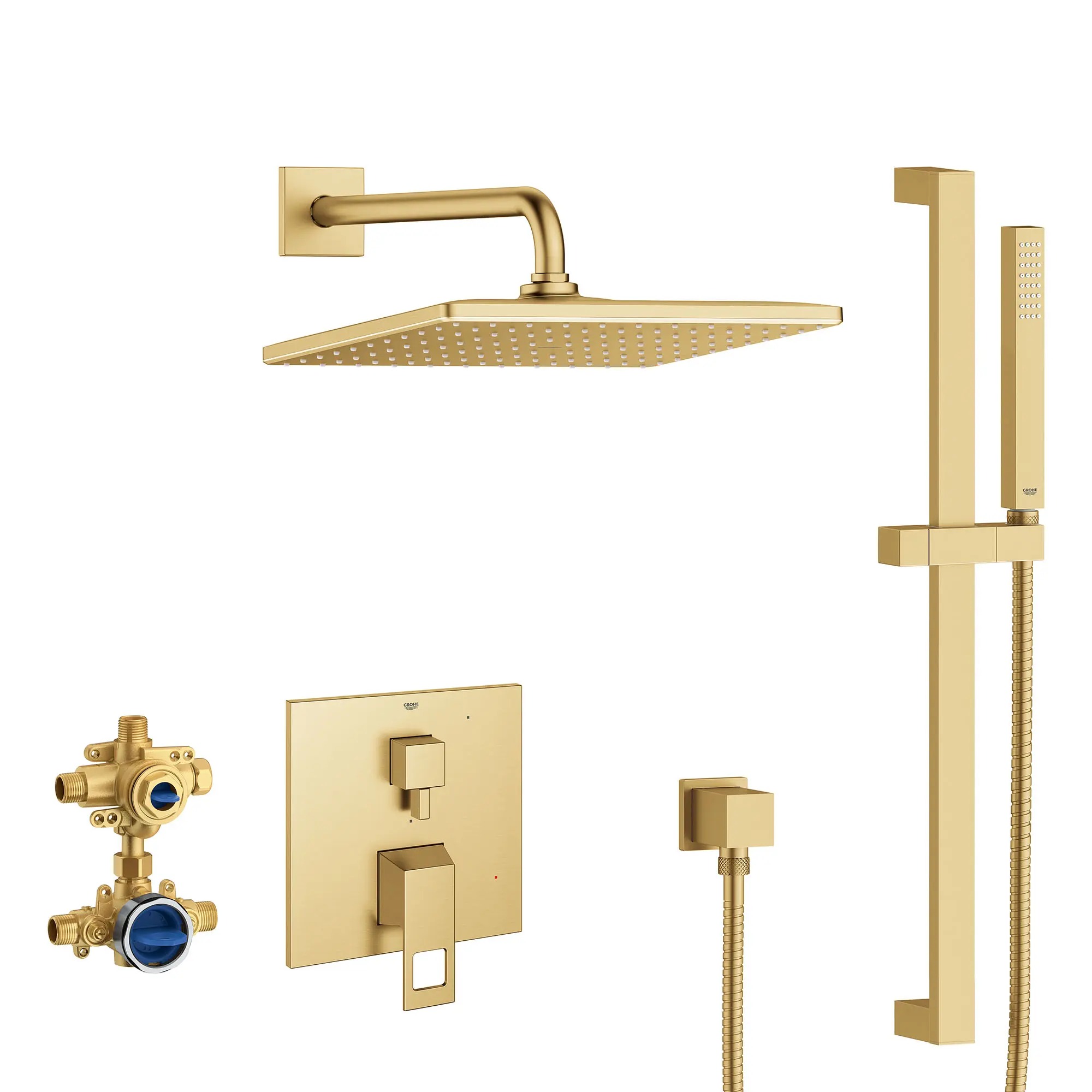 Grohe Eurocube 2-Handle Pressure Balance Rainshower Bundle, Brushed Cool Sunrise 29432GN0