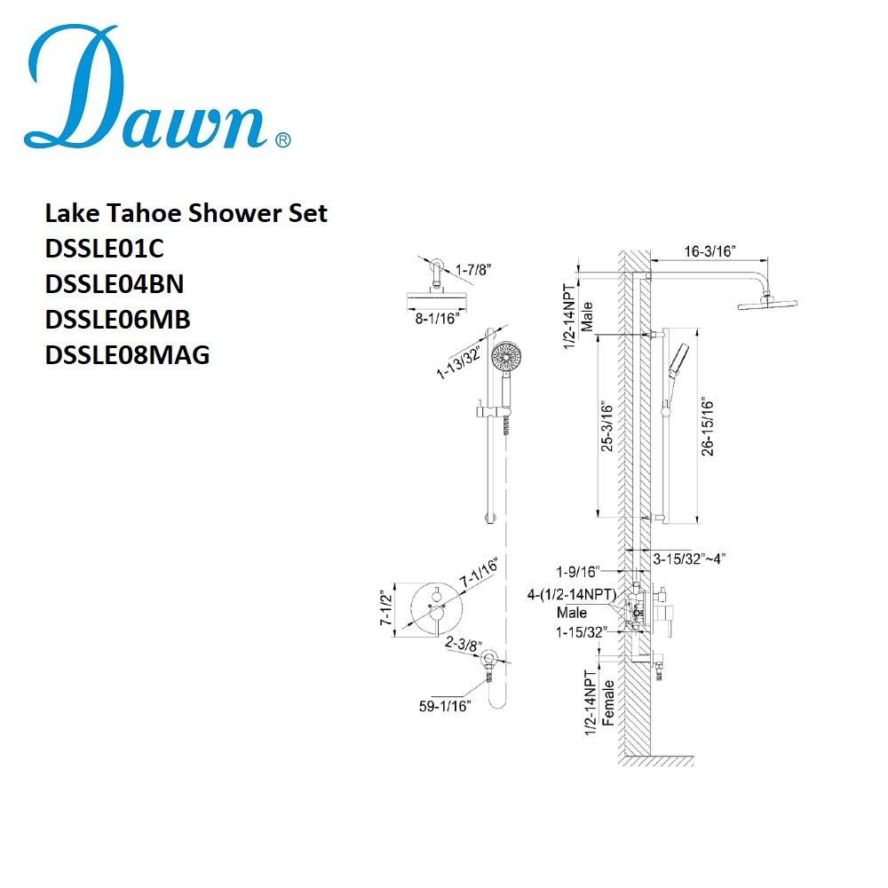 Dawn Lake Tahoe 2-way Shower Set, Chrome DSSLE01C