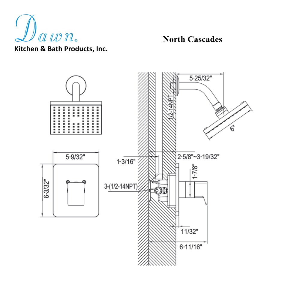 Dawn North Cascades Shower Set, Matte Black DSSNS06MB