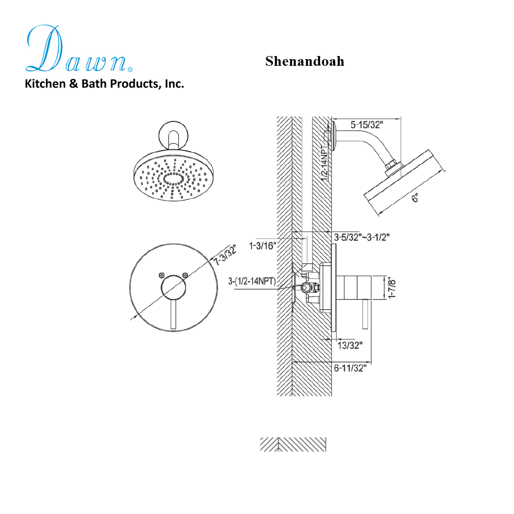 Dawn Shenandoah Shower Set, Matte Black DSSSH06MB