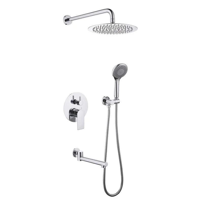 TOMFAUCET®-Bathroom Round Style Shower Set, Chrome, TFBCS81001PC