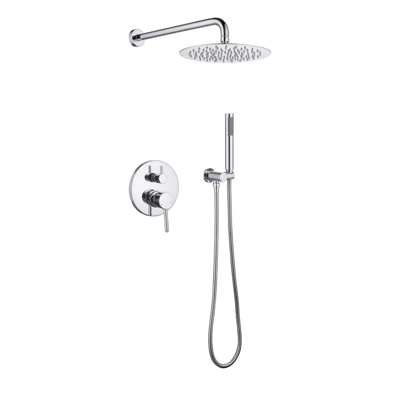 TOMFAUCET®-Bathroom Round Style Shower Set, Chrome, TFBCS81002PC
