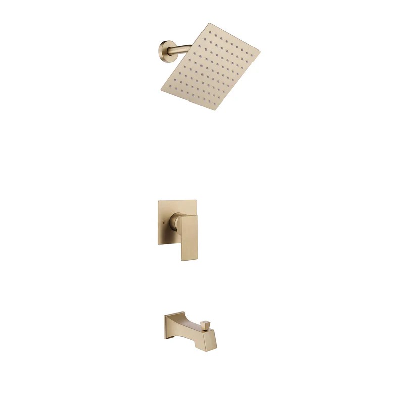 TOMFAUCET®-Bathroom Square Style Shower Set, Brushed Gold, TFBCS85003BG