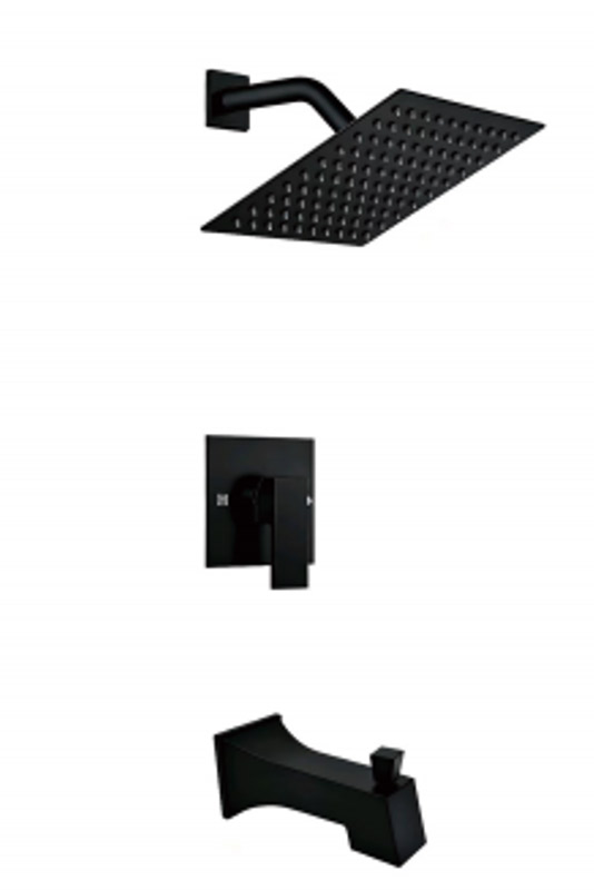 TOMFAUCET®-Bathroom Square Style Shower Set, Matte Black, TFBCS85003MB
