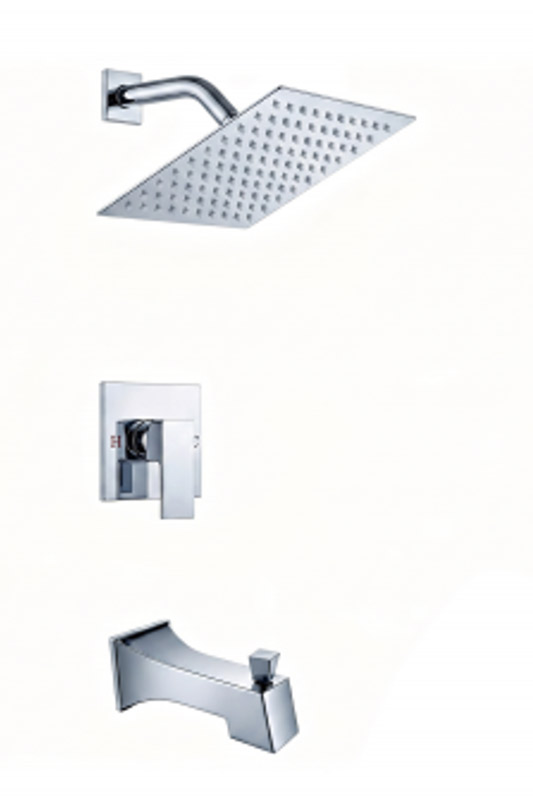 TOMFAUCET®-Bathroom Square Style Shower Set, Chrome, TFBCS85003PC