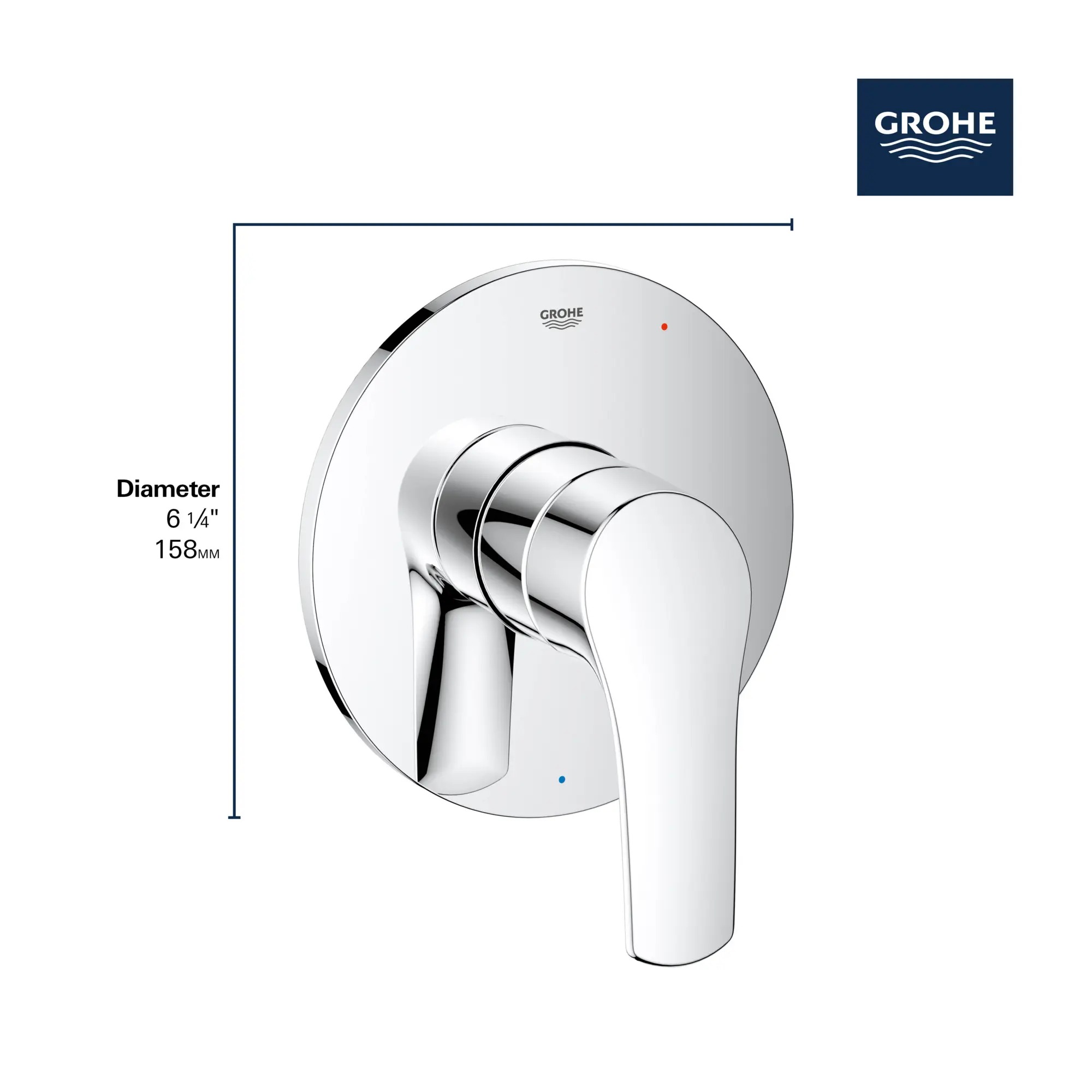 Grohe Eurosmart Pressure Balance Valve Trim with Cartridge, Chrome 19458003