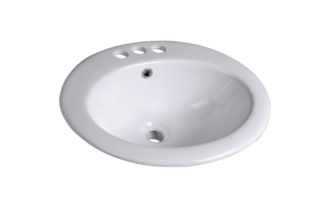 Ceramic Oval Drop-in Bathroom Sink, White, A8701--3