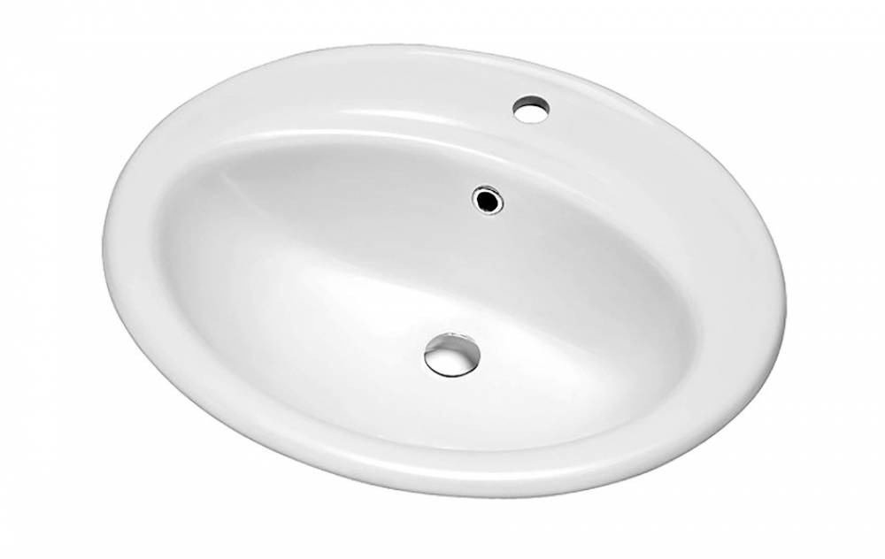 Ceramic Round Drop-in Bathroom Sink, White, CDSN422008