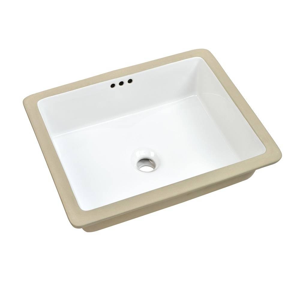 Ceramic Rectangular Undermount Bathroom Sink, White, CUSN039000A