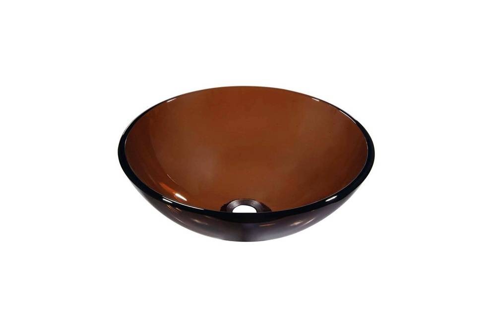 Glass Round Vessel Bathroom Sink, Brown, GVB84010RD