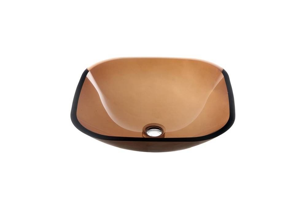 Glass Round Vessel Bathroom Sink, Brown, GVB84010SQ